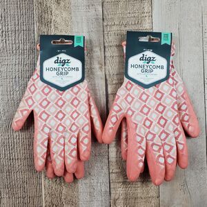 Digz Nitrile Coated Garden Glove One Size Fits Most ORANGE 2 Pair Honeycomb Grip